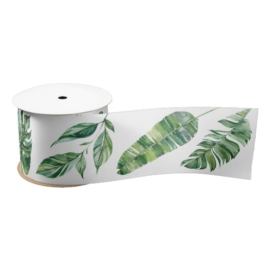 Groene Tropische Monstera Leaf Ribbon Lint (Spoel)