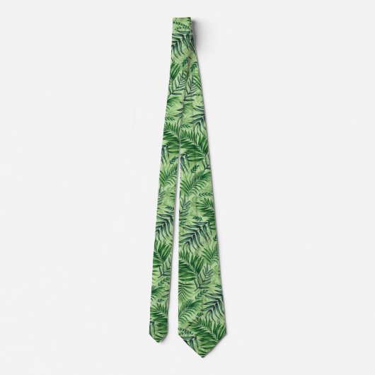Groene tropische palm en stera-bladeren stropdas (Achterkant)