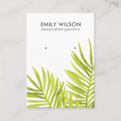 GROENE TROPISCHE PALM FAUNA EARRING STUD DISPLAY B VISITEKAARTJE (Voorkant)