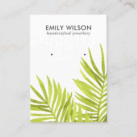 GROENE TROPISCHE PALM FAUNA EARRING STUD DISPLAY B VISITEKAARTJE (Voorkant)