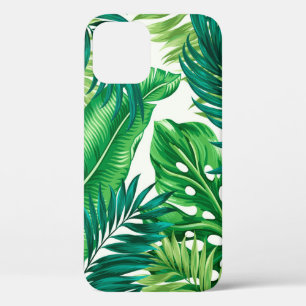 Groene tropische palmbananenmonstera lekt iPhone 12 hoesje