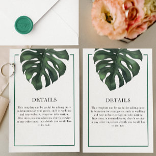 Groene Tropische Palmblad Monstera Details Informatiekaartje