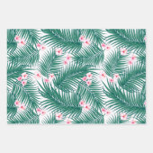 Groene Tropische Palmbladeren met Hibiscus Flowers Inpakpapier Vel (Voorkant 3)