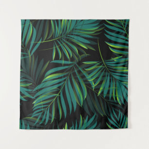 Groene tropische palmbladeren. Naadloze patroongra Wandkleed