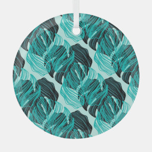 Groene tropische palmbladeren ontwerp. glas ornament