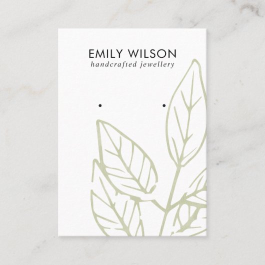 GROENE TROPISCHE VEELEI FAUNA EARRING STUD DISPLAY VISITEKAARTJE (Voorkant)