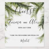 Groene tropische Waterverf | Etiket wijnfles (Enkel label)