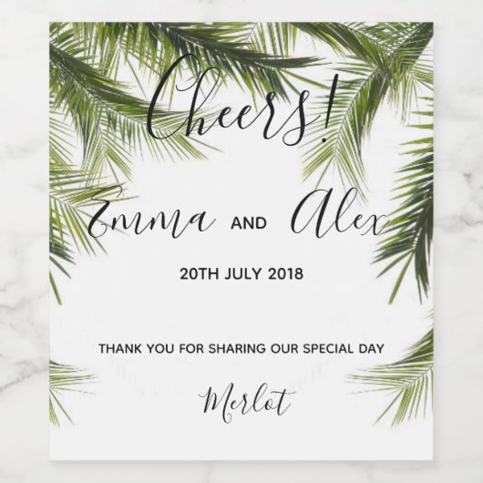 Groene tropische Waterverf | Etiket wijnfles (Enkel label)