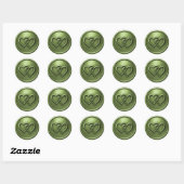 Groene trouwring met twee verstrengelde harten ronde sticker (Vel)