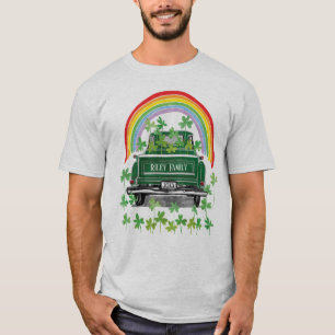 Groene Truck Shamrock Rainbow-naam T-shirt