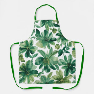 Groene Tuin Bloem Botanische Aquarel Schildering Schort