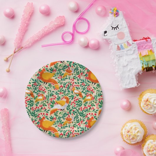 Groene tuinvogels papieren bordje (Feest)