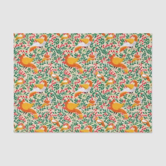 Groene  tuinvogels tissuepapier (Voorkant)