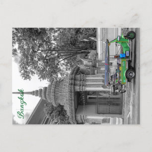 Groene tuk tuk buiten Wat Pho, Bangkok, Thailand Feestdagenkaart