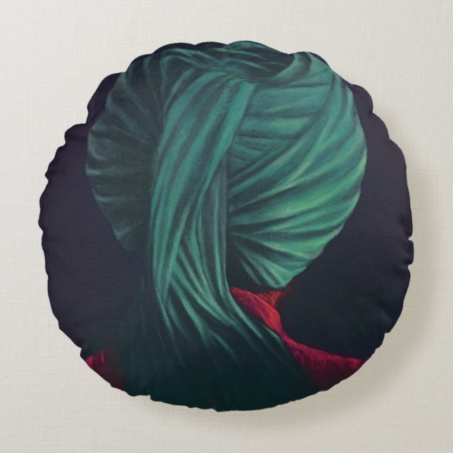 Groene Turban Rond Kussen (Voorkant)