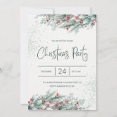 Groene twijgen Rode Holly bessen Kerstmis Kaart (Voorkant)