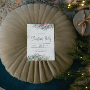 Groene twijgen Rode Holly bessen Kerstmis Kaart