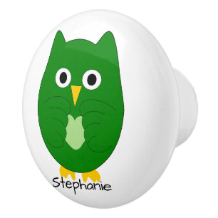 Groene Uil Design Persoonlijk Keramische Knop