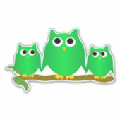 Groene Uilen Ontwerp Sticker (Voorkant)
