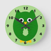 Groene Uilontwerp Ronde Klok (Voorkant)