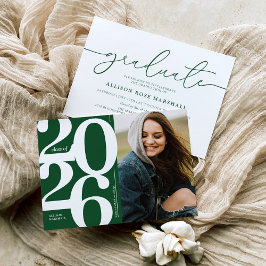 Groene uitnodiging voor eindexamenfeest 2026 met f