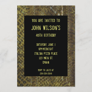 Groene uitnodiging voor geboorte van snakeskin Adu