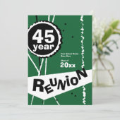 Groene uitnodiging voor reünie van 45 jaar (Staand voorkant)