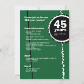 Groene uitnodiging voor reünie van 45 jaar (Achterkant)