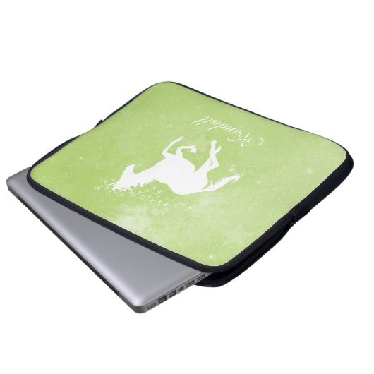 Groene Unicorn persoonlijke laptophoes Laptop Sleeve (Voorkant onderkant)
