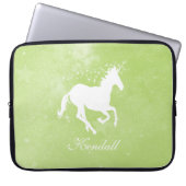 Groene Unicorn persoonlijke laptophoes Laptop Sleeve (Voorkant)