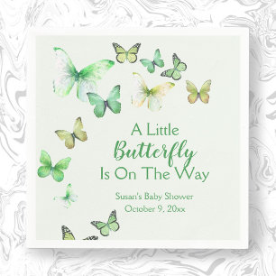 Groene Uniseks Vlinder Baby Shower Servet