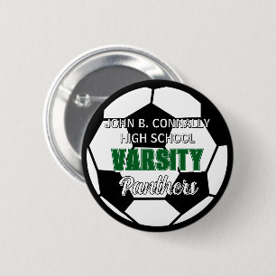 Groene universitaire voetbal aangepaste middelbare ronde button 5,7 cm