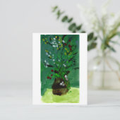 Groene vaas op groene achtergrond briefkaart (Staand voorkant)