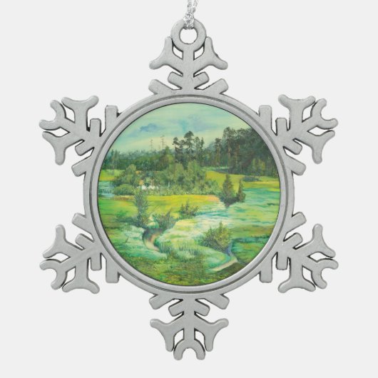 groene vallei tin sneeuwvlok ornament (Voorkant)