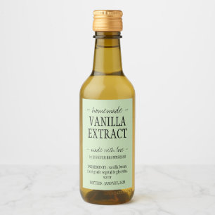 Groene vanille-extractfles zelfgemaakte drank wijn etiket