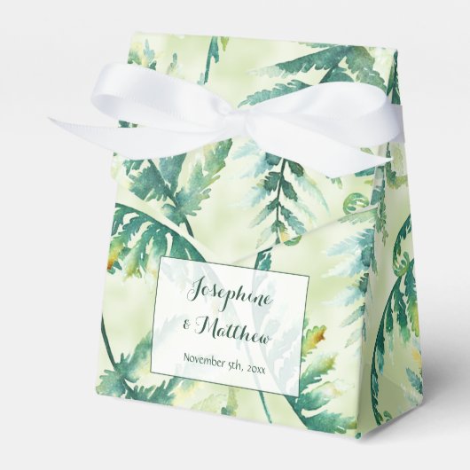Groene varen bruiloft gunst dozen bedankdoosjes (Voorkant Zijde)