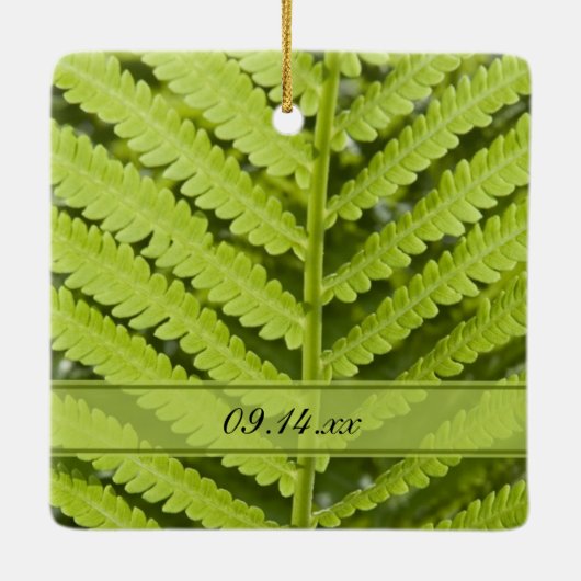Groene Varen Bruiloft Keramisch Ornament (Achterkant)