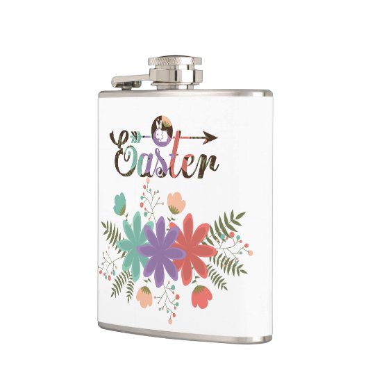 Groene varen en kleurrijke bloemen heupfles (Links)