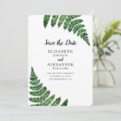 Groene varen. Moderne bos botanische save de datum Kaart (Staand voorkant)