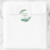 Groene Varen Waterverf Bruiloft Ronde Sticker (Tas)