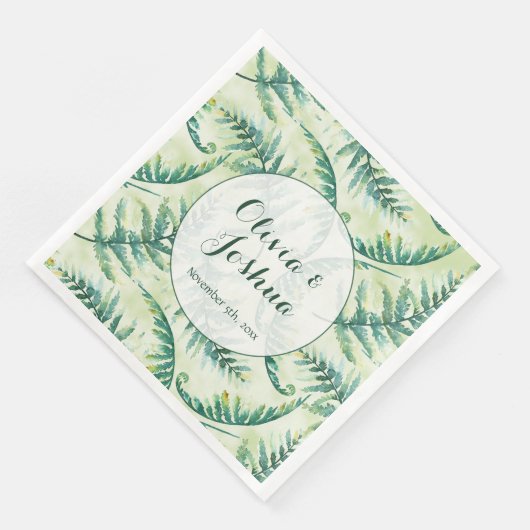 Groene Varen Waterverf bruiloft servetten (Hoek)