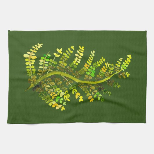 Groene varenblad plant kunst theedoek (Horizontaal)