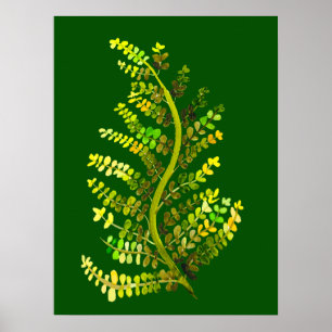 Groene varenbladplantkunst poster