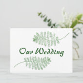 Groene varens onze bruiloft tweezijdige uitnodigin kaart (Staand voorkant)