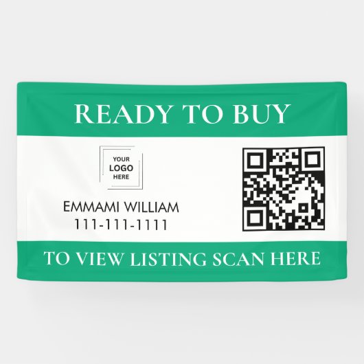 Groene Vastgoed QR-code Open Huis Banner (Horizontaal)