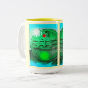 Groene vault maakt kunst tweekleurige koffiemok
