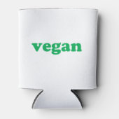 groene " veganletters " , witte achtergrond blikjeskoeler (Voorkant)