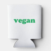 groene " veganletters " , witte achtergrond blikjeskoeler (Achterkant)