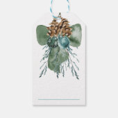 Groene Velvet Bow Juniper Sugar Cones kerst Cadeaulabel (Achterkant)