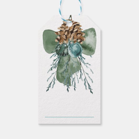 Groene Velvet Bow Juniper Sugar Cones kerst Cadeaulabel (Achterkant)